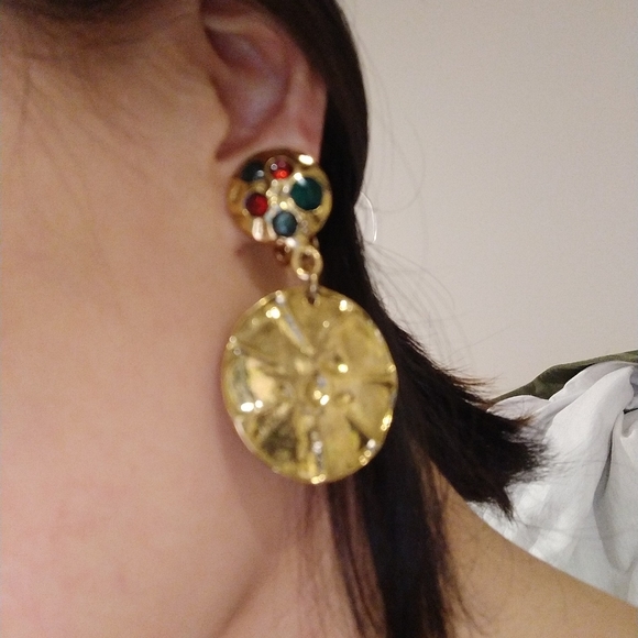 Vintage Jewelry - (3/$15) vintage clip-on color disk earrings